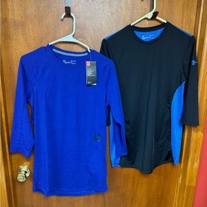 Set of 2 Men’s Under Armour Fitted Heatgear 3/4 Sleeve Shirts, size Small
